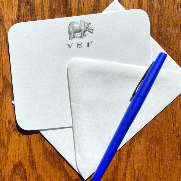 Personalized Durer Rhinoceros Stationery Note Cards