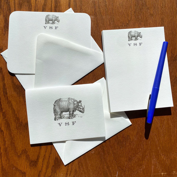Personalized Durer Rhinoceros Stationery Note Cards