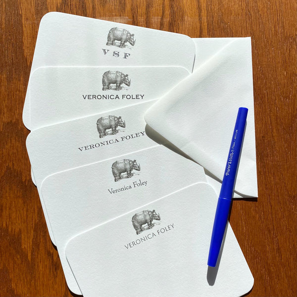 Personalized Durer Rhinoceros Stationery Note Cards